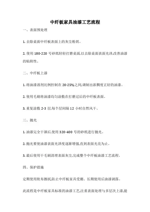 中纤板家具油漆工艺流程