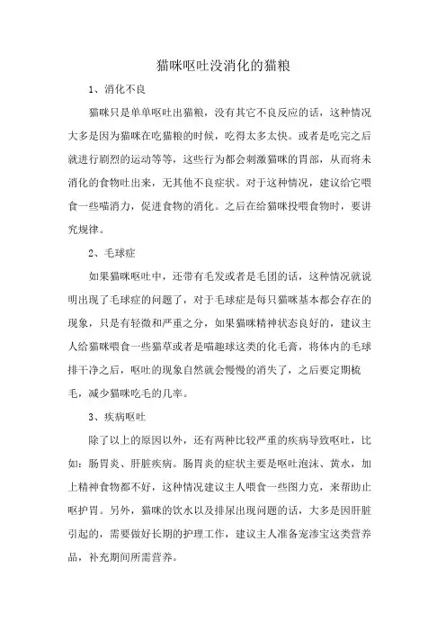 猫咪呕吐没消化的猫粮
