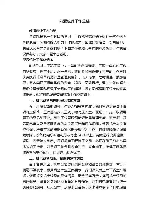 能源统计工作总结