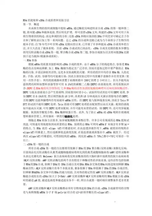 RNA的提取和cDNA合成原理和实验方法
