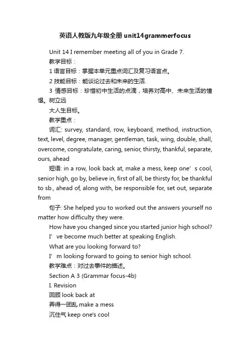 英语人教版九年级全册unit14grammerfocus