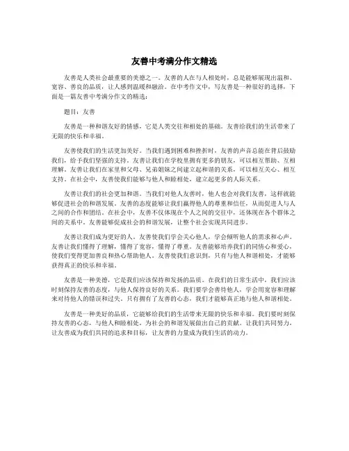 友善中考满分作文精选