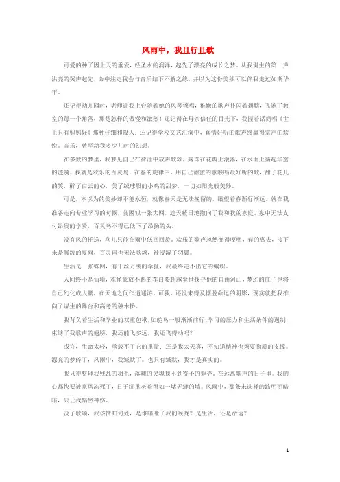 广东卷2024高考语文满分作文风雨中_我且行且歌