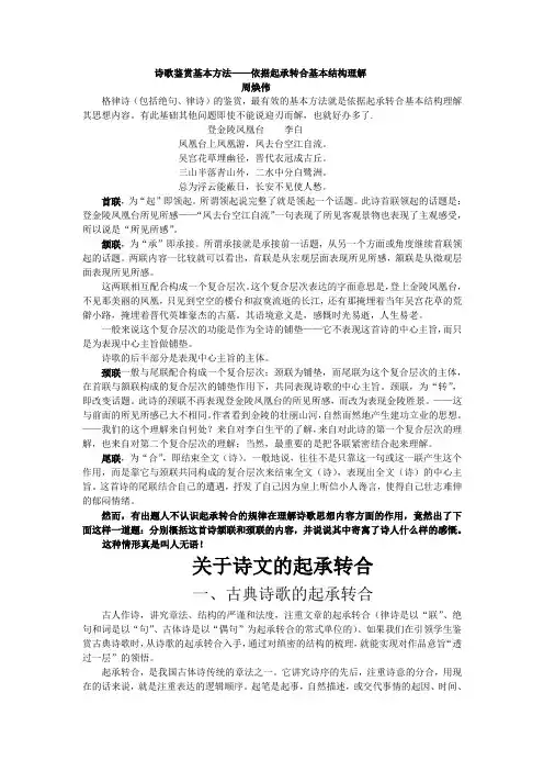 诗歌鉴赏基本方法——依据起承转合基本结构理解