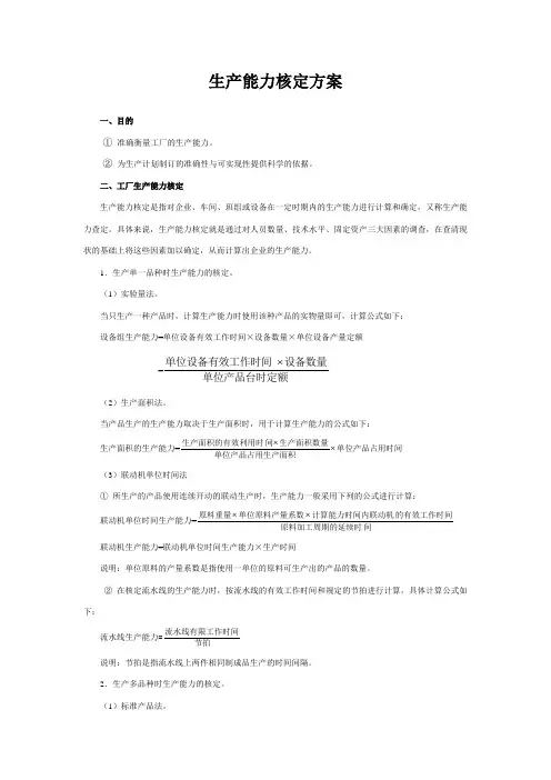 生产能力核定