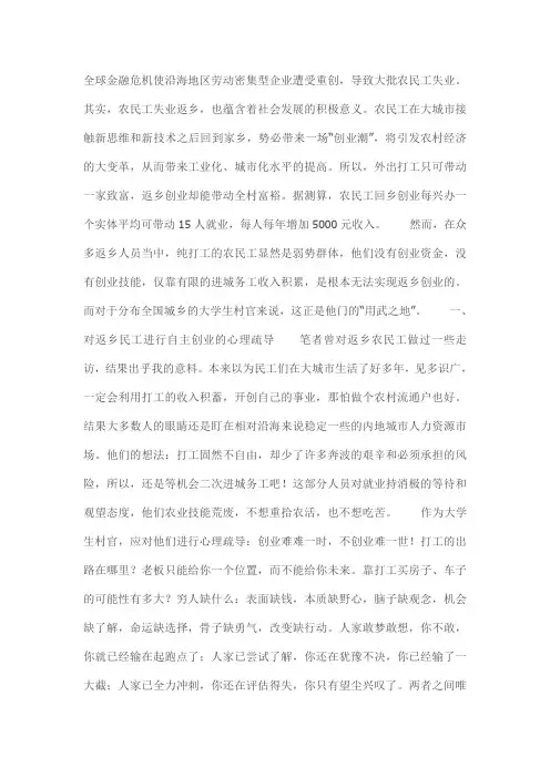 农民工回乡创业