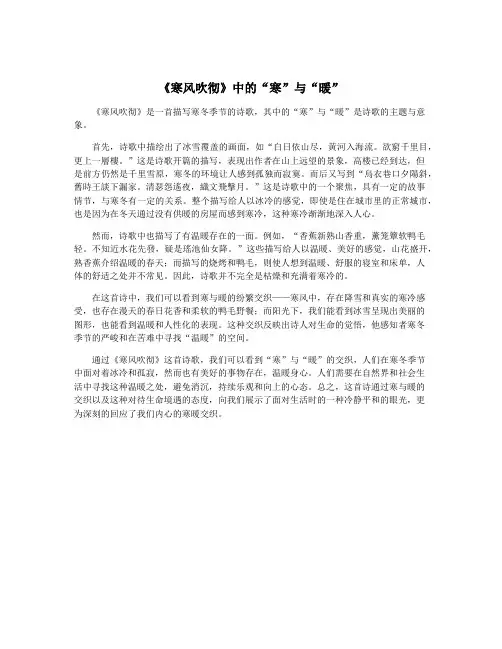 《寒风吹彻》中的“寒”与“暖”