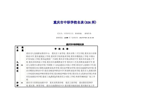 重庆市中职学校名录