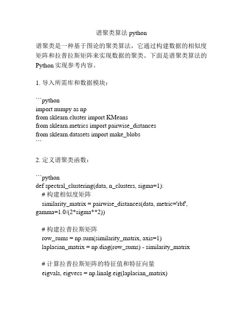 谱聚类算法 python
