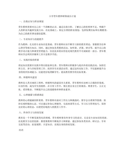 小学青年教师研修成长计划