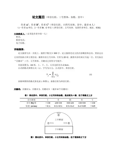 论文详细摘要格式中文版
