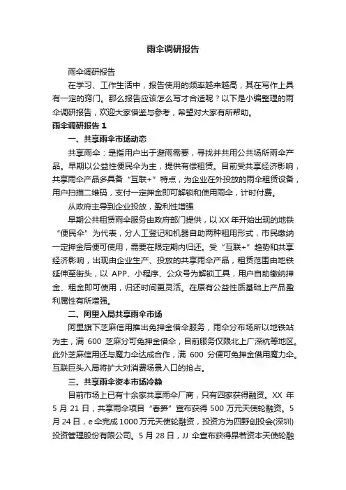 雨伞调研报告