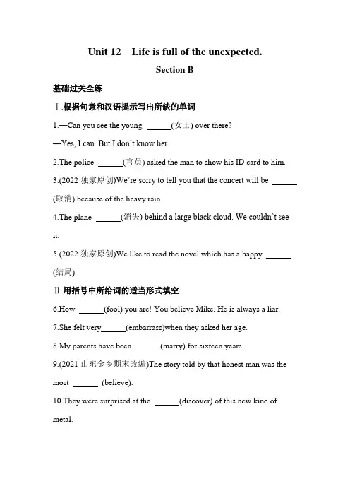 英语人教九年级全一册人教版 Unit 12 全练版：Section B
