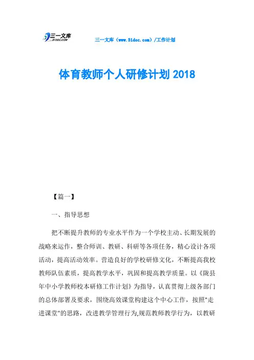 体育教师个人研修计划2018