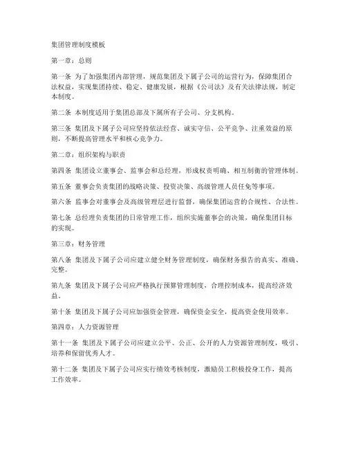 集团管理制度模板