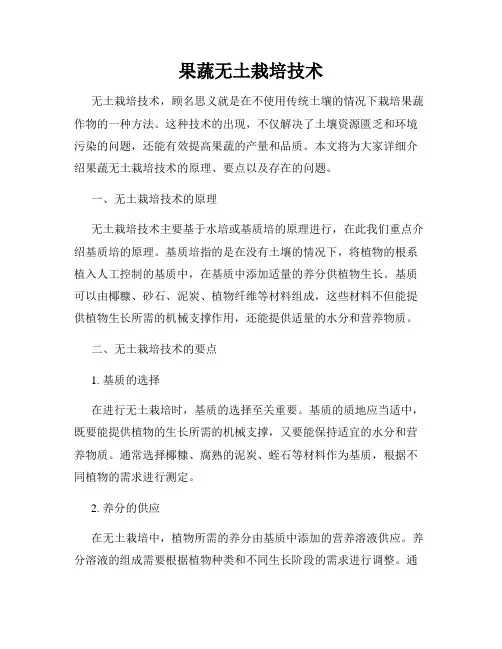 果蔬无土栽培技术