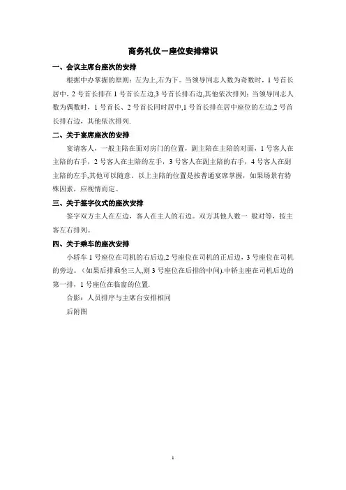 商务礼仪-座位安排常识