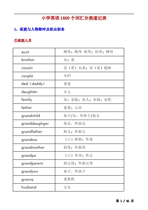 _小学英语1600个词汇分类速记表