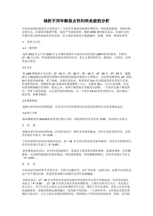 浅析不同年龄段女性妇科炎症的分析