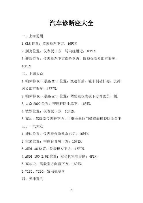 汽车诊断座大全