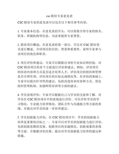 csc联培专家意见表