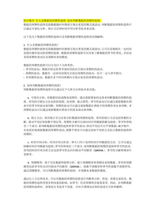 初中数学 什么是数据的周期性趋势 如何判断数据的周期性趋势