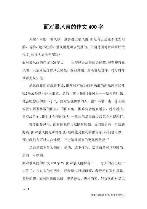 面对暴风雨的作文400字_描写作文