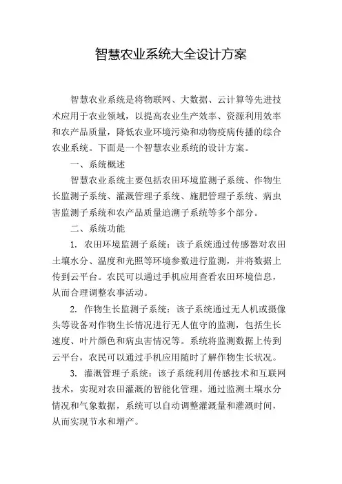 智慧农业系统大全设计方案