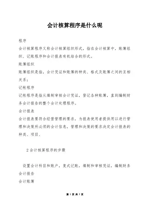 会计核算程序是什么呢