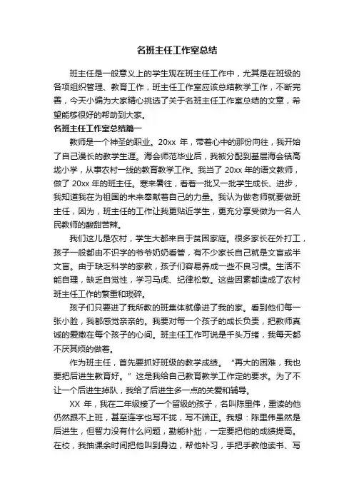 名班主任工作室总结