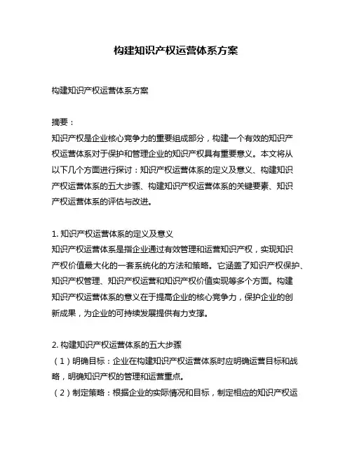 构建知识产权运营体系方案