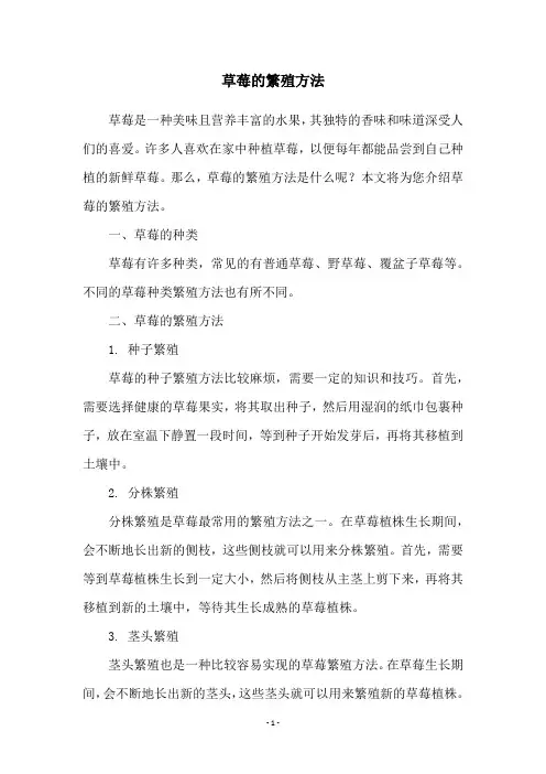 草莓的繁殖方法