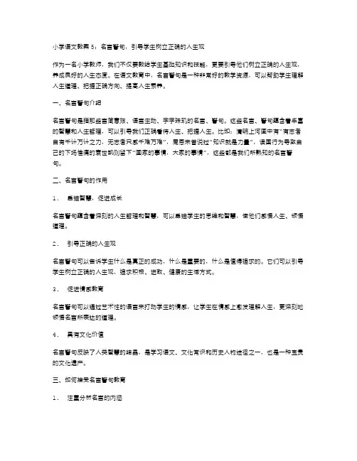 小学语文教案5：名言警句,引导学生树立正确的人生观