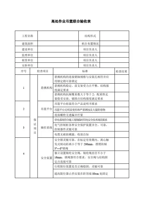 吊篮验收表