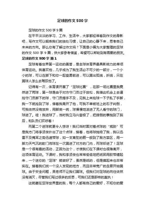 足球的作文500字9篇