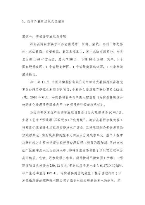 国内外餐厨垃圾处理案例