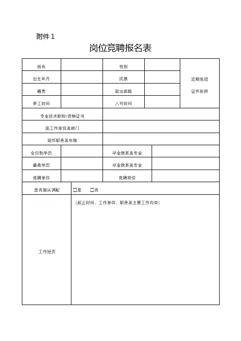 岗位竞聘报名表