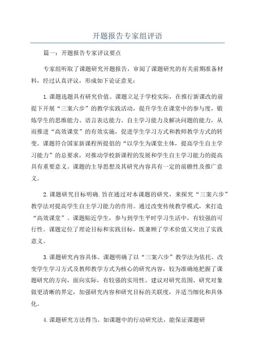 开题报告专家组评语