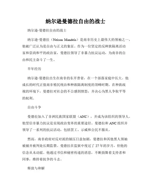 纳尔逊曼德拉自由的战士