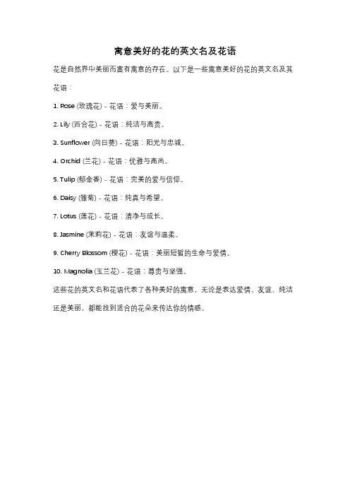 寓意美好的花的英文名及花语