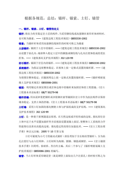 最完整的锚杆、锚索、土钉的区别