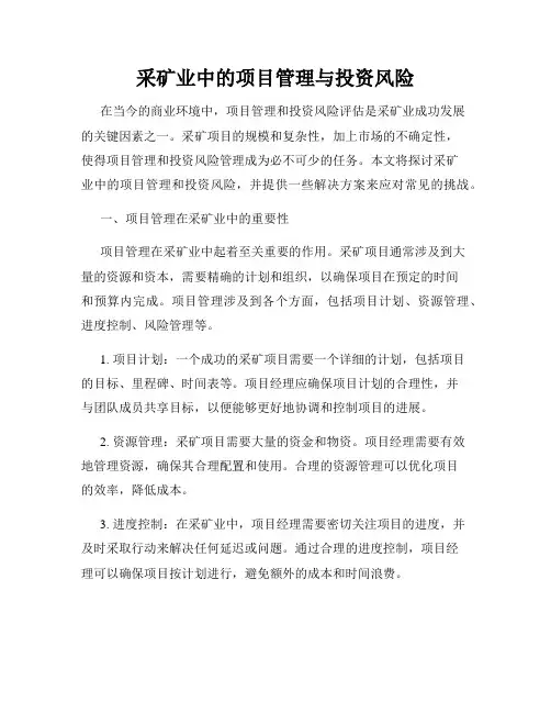 采矿业中的项目管理与投资风险