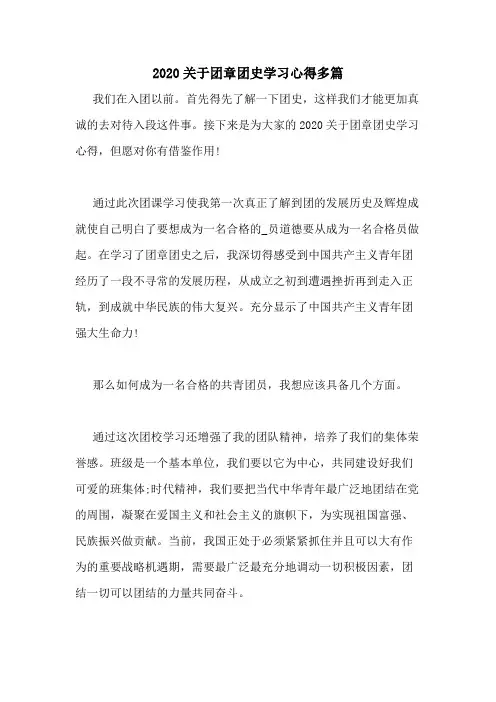 2020关于团章团史学习心得多篇