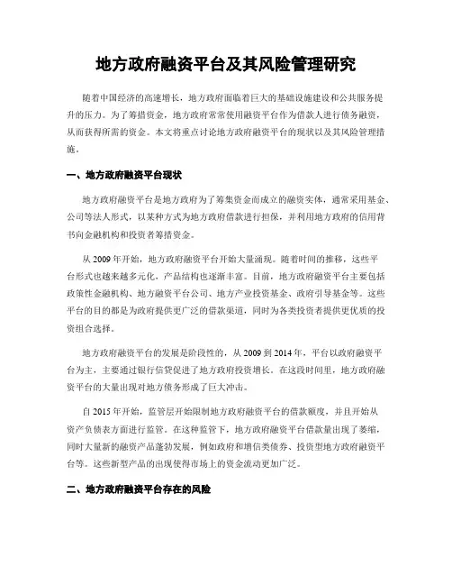 地方政府融资平台及其风险管理研究