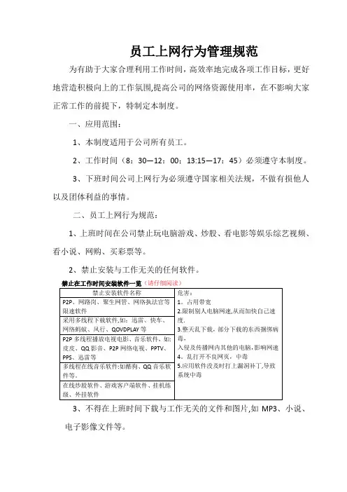 公司上网行为管理规范