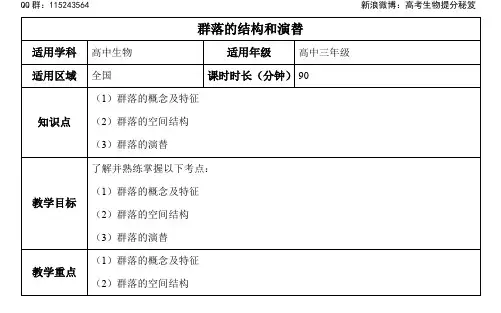 一轮基础精讲-29讲-群落的结构和演替