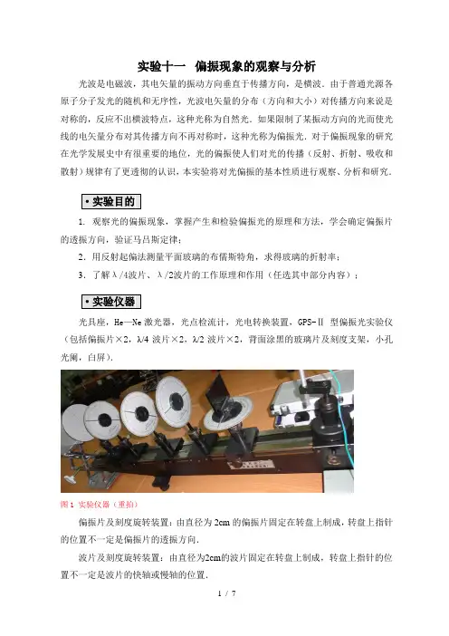 实验十一-偏振现象的观察与分析