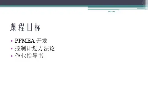 PFMEA控制计划及作业指导书培训全面