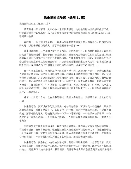 我是猫的读后感（通用11篇）
