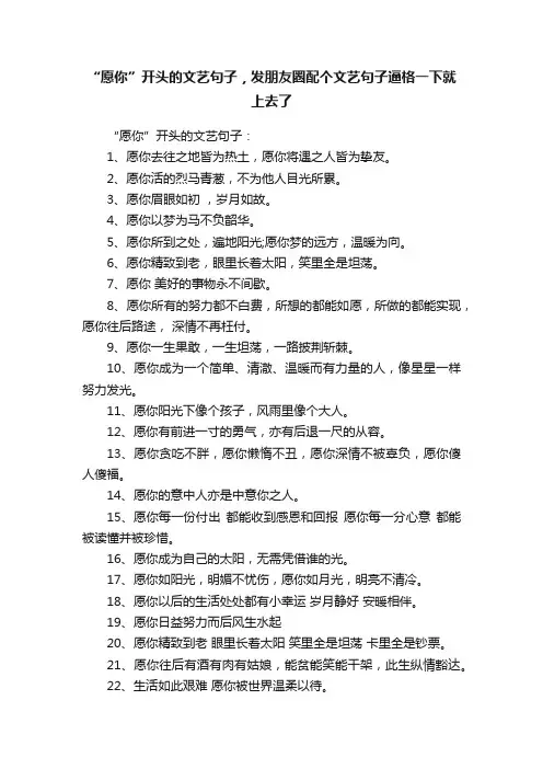 “愿你”开头的文艺句子，发朋友圈配个文艺句子逼格一下就上去了